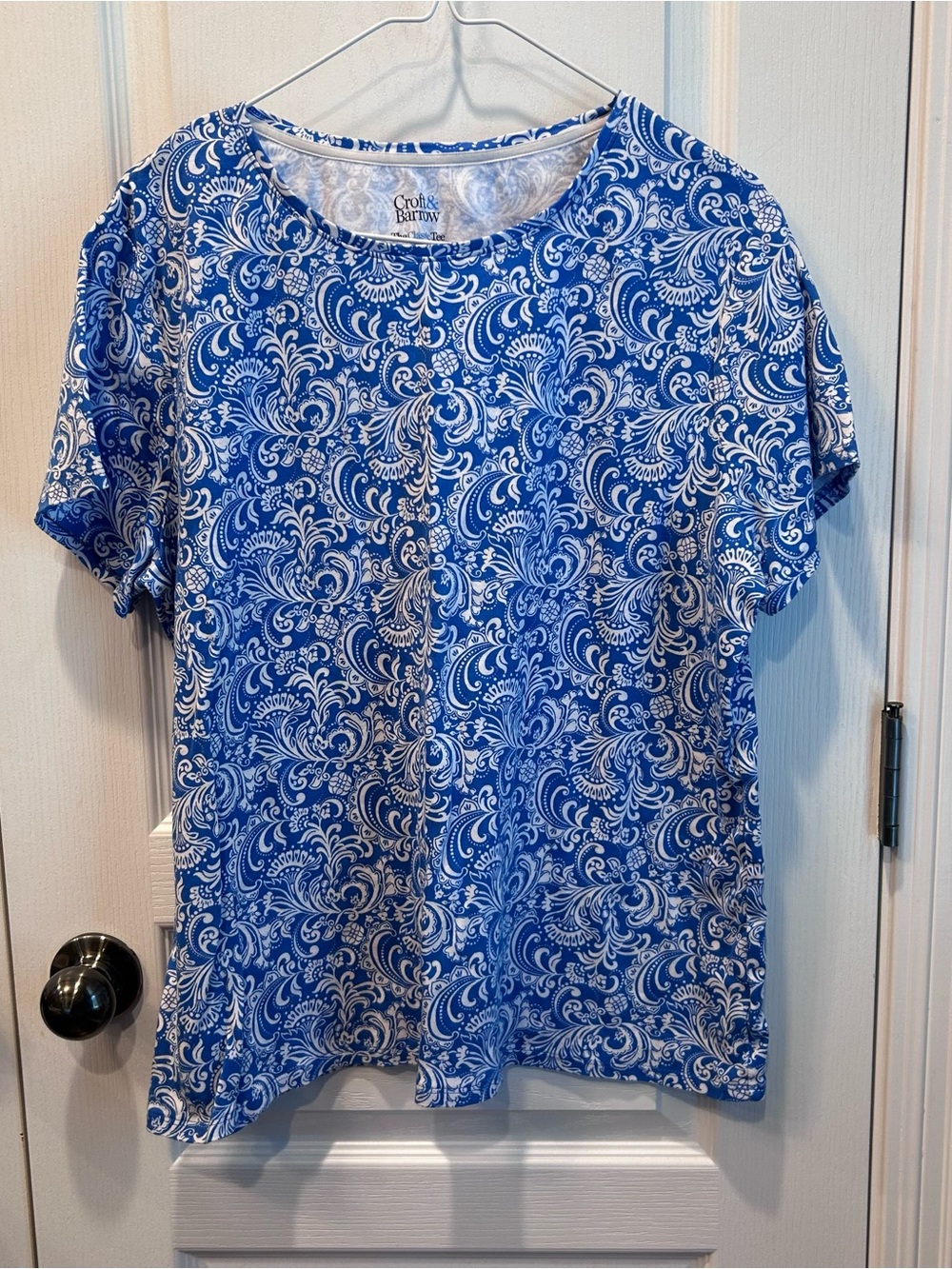Bundle of 2 Women’s Croft & Barrow XXL Blue/White Short Sleeve 100% Cotton Tees - Picture 5 of 6